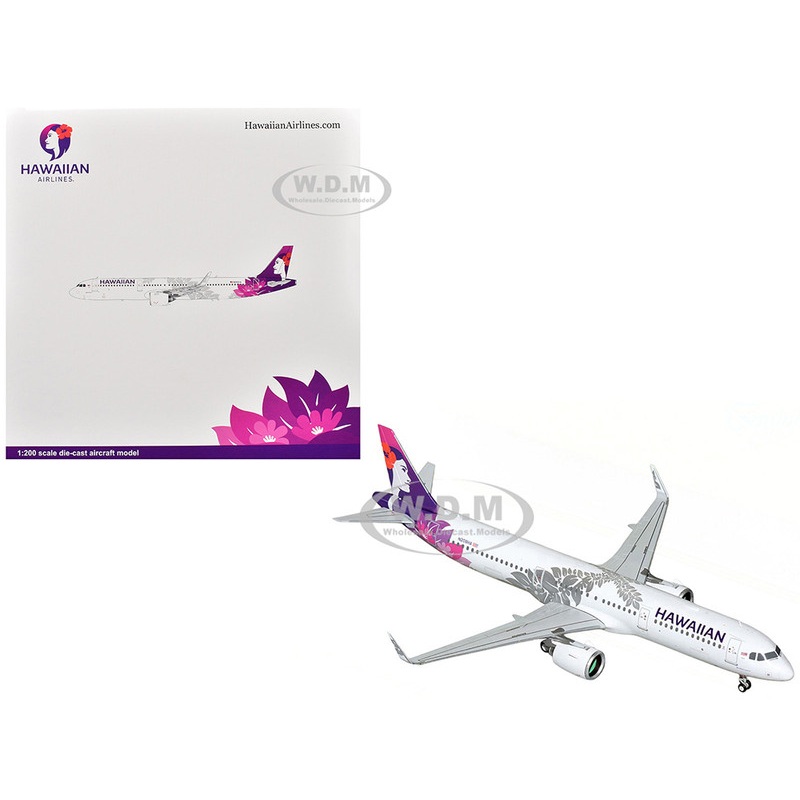Airbus A321neo Commercial Aircraft "Hawaiian Airlines" (N208HA) White with Tail Graphics "Gemini 200" Series 1/200 Diecast Model Airplane by GeminiJets