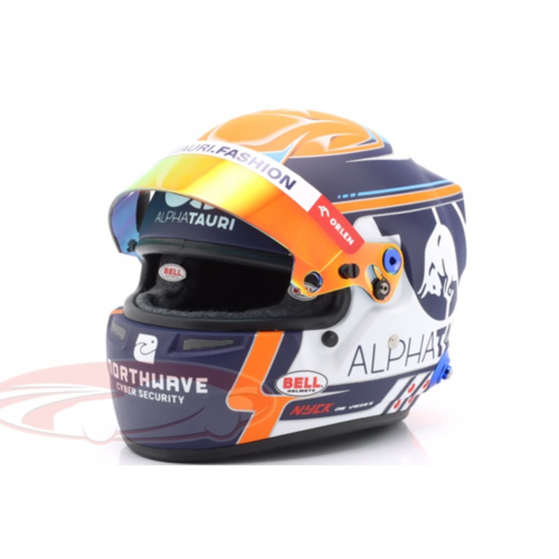 1/2 Bell 2023 Formula 1 Nyck de Vries #21 Scuderia Alpha Tauri Helmet Model