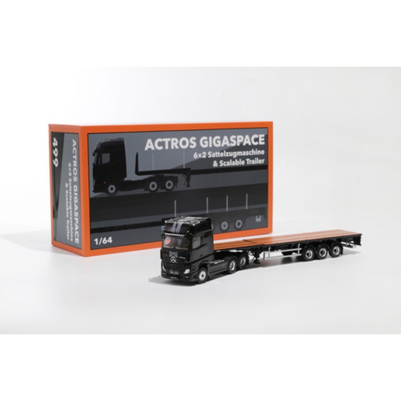 1/64 GCD Mercedes-Benz Actros Flatbed Transporter (Black) Diecast Model