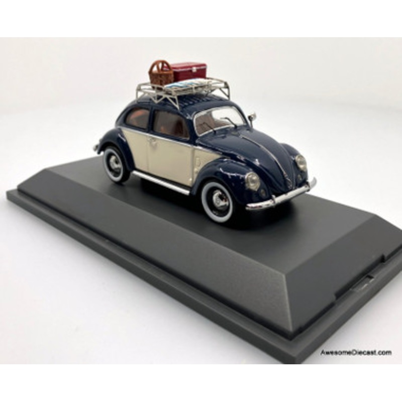 1958 Volkswagen Beetle (Summer Holidays), Blue/White 1:43 Diecast Model Car by Schuco