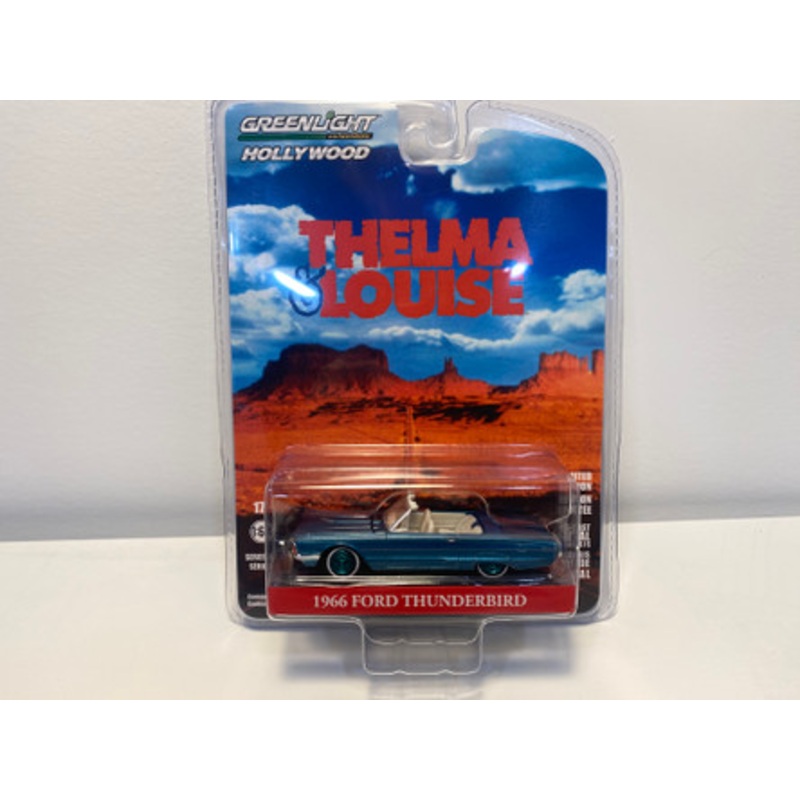 CHASE CAR 1/64 Greenlight 1966 Ford Thunderbird Convertible Blue Metallic "Thelma & Louise" (1991) Movie "Hollywood Series" Diecast Car Model