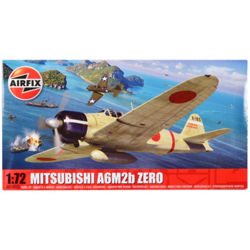 Skill 1 Model Kit Mitsubishi A6M2b Zero Fighter Aircraft 1/72 Plastic Model Kit by Airfix