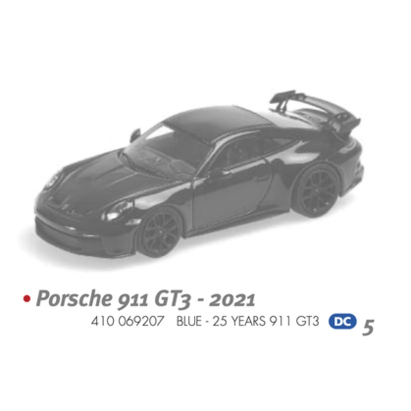 1/43 Minichamps PORSCHE 911 (992) GT3 - 2021 - BLUE - 25 YEARS Diecast Car Model