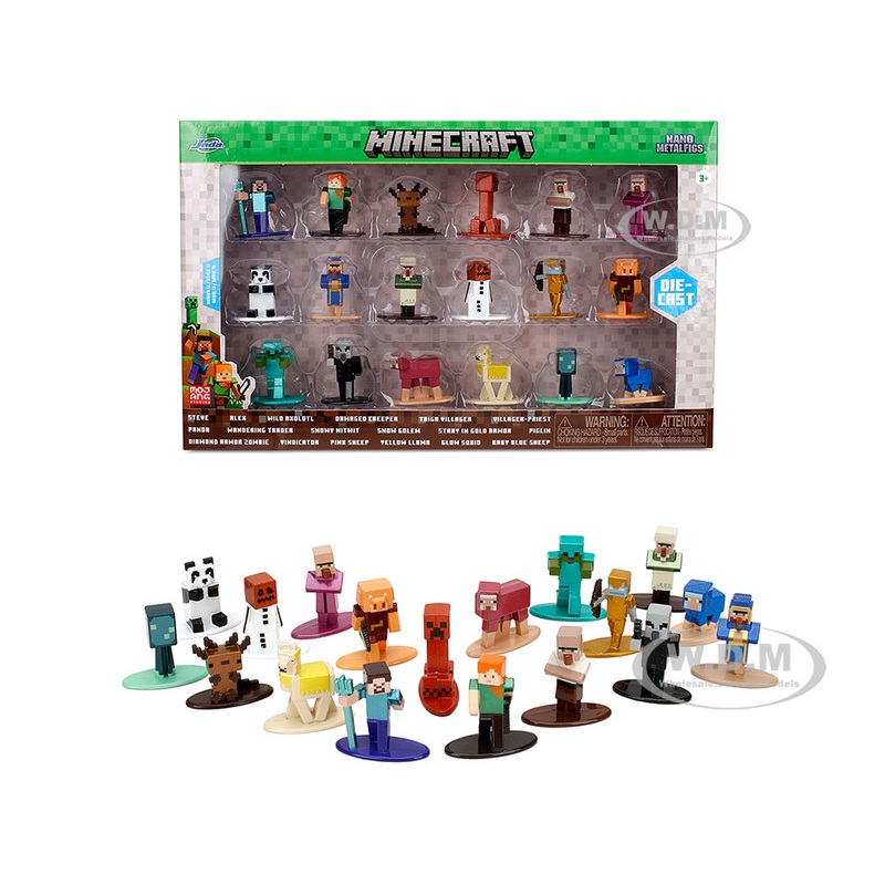 "Minecraft" Set of 18 Diecast Figures Wave 2 "Nano Metalfigs" Series by Jada