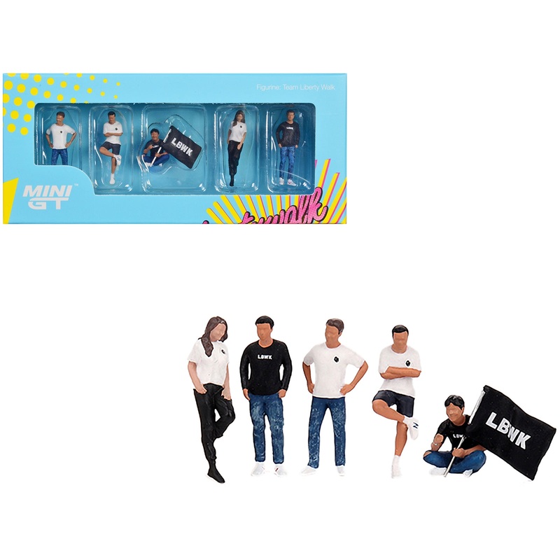 "Team Liberty Walk" 5 Piece Figure Set for 1/64 Scale Models by Mini GT