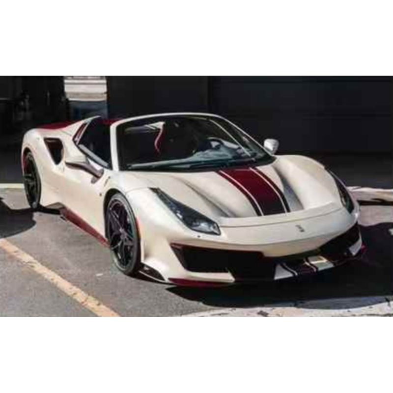 1/18 Dino Model Ferrari 488 Pista Spider (Bianco Pearl White with Red Stripe) Car Model