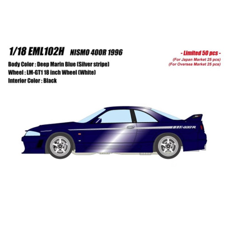 1/18 Makeup 1/18 Makeup 1996 Nissan Skyline GT-R GTR R 33 Nismo 400R (Deep Barin Blue) Car Model