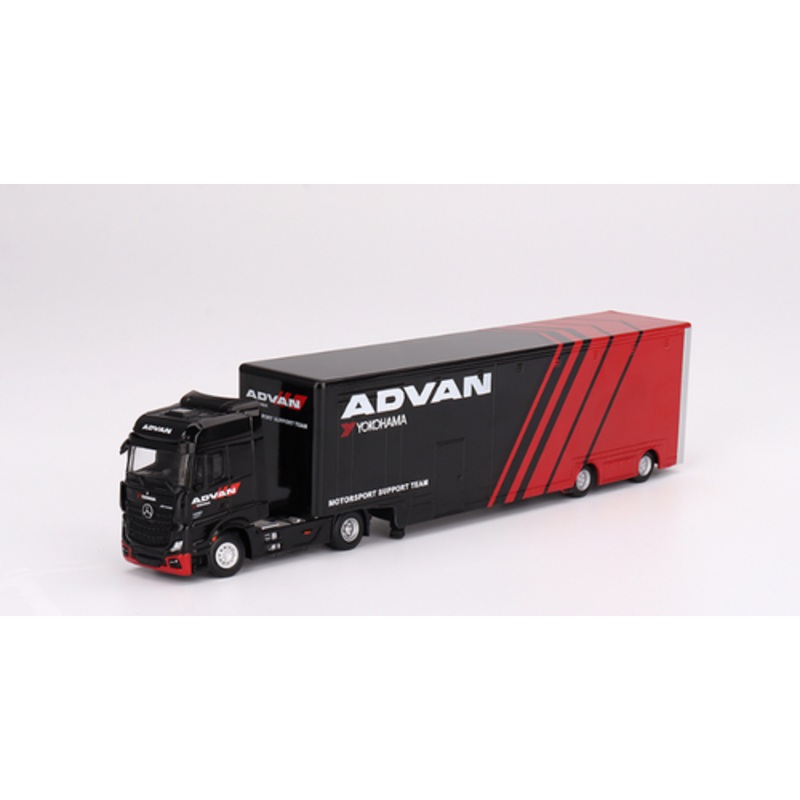 1/64 MINI GT Mercedes-Benz Actros w/ Racing Transporter ADVAN RHD