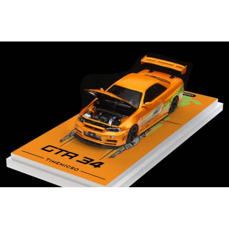 1/64 TimeMicro Nissan GT-R R34 Fast & Furious (Orange) Diecast Car Model