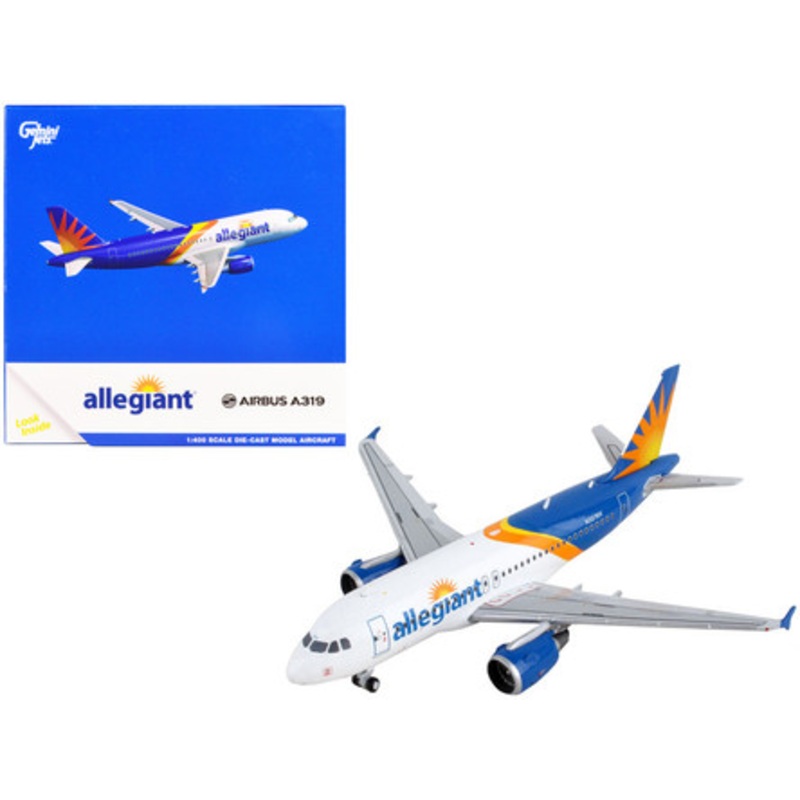Airbus A319 Commercial Aircraft "Allegiant Air" White and Blue with Graphics 1/400 Diecast Model Airplane by GeminiJets