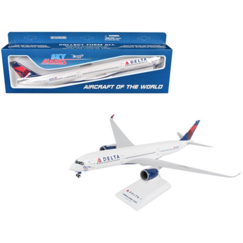 Airbus A350-900 Commercial Aircraft with Landing Gear "Delta Air Lines" (N502DN) White with Red and Blue Tail (Snap-Fit) 1/200 Plastic Model by Skymarks