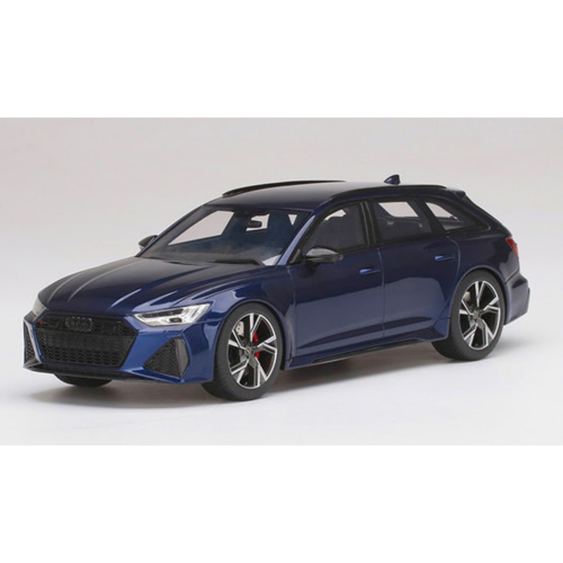 1/18 Top Speed 2021 Audi RS6 Avant Carbon Black Navarra Blue Metallic Resin Car Model