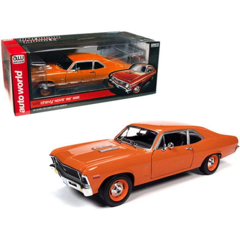 1/18 Auto World 1970 Chevrolet Nova SS 396 Hugger Orange Diecast Car Model