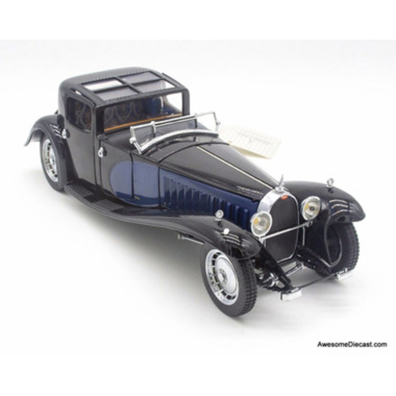 1930 Bugatti Royale Coupe Napoleon, Black/Blue 1:24 Diecast Car Model by Franklin Mint