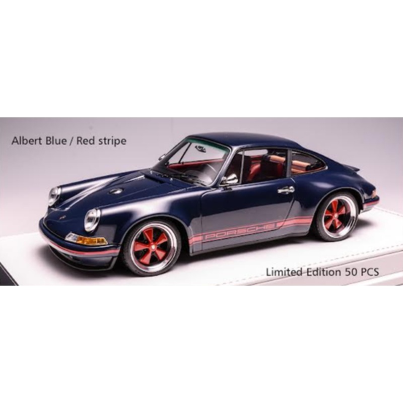 1/18 Ivy Merit Porsche 911 964 Singer (Albert Blue with Red Stripe) Car Model Limited 50 Pieces