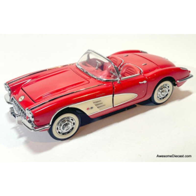 1959 Chevrolet Corvette - Red/White 1:24 Open-Top Model by Franklin Mint