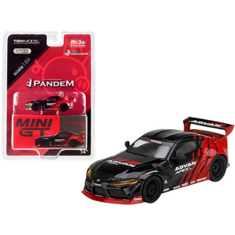 1/64 Mini GT Toyota Pandem GR Supra V1.0 Black and Red "Advan" SEMA Show (2019) Diecast Car Model