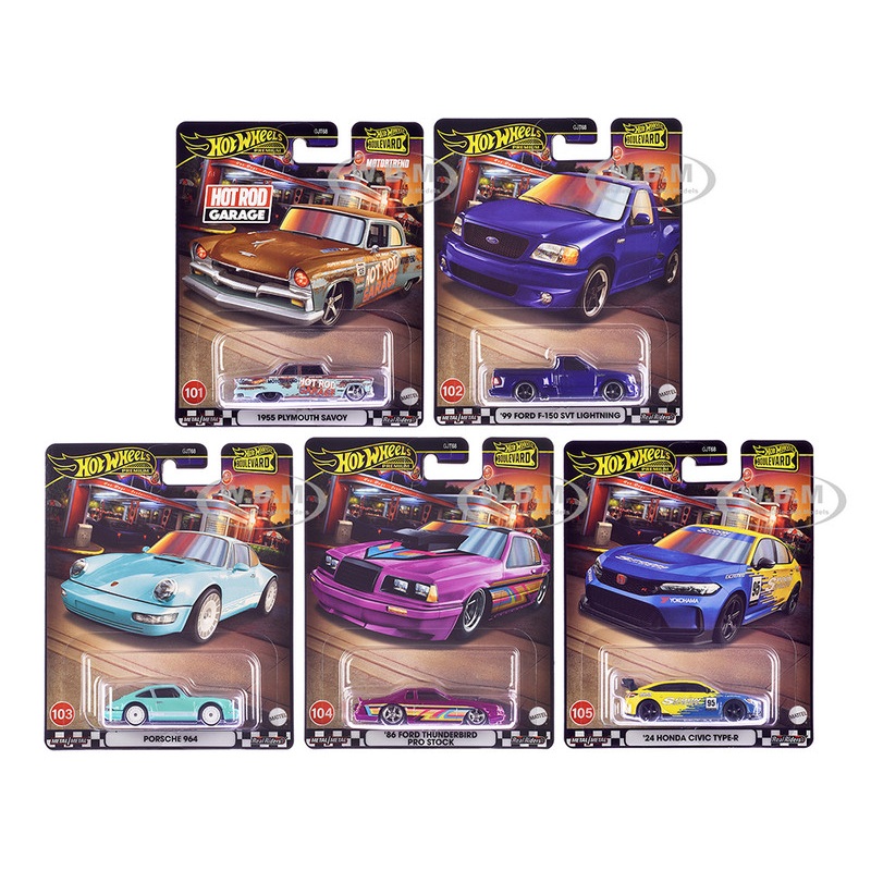 "Boulevard 101-105" 5 piece Set "Premium" 2024 Series Diecast Model Cars by Hot Wheels
