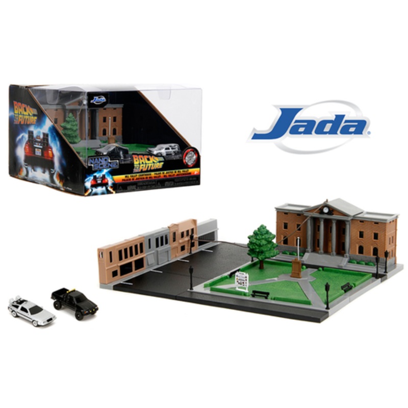 Jada Nano Scene Back to the Future Hill Valley Courthouse with Back to the Future Delorean & Toyota SR5 Pickup