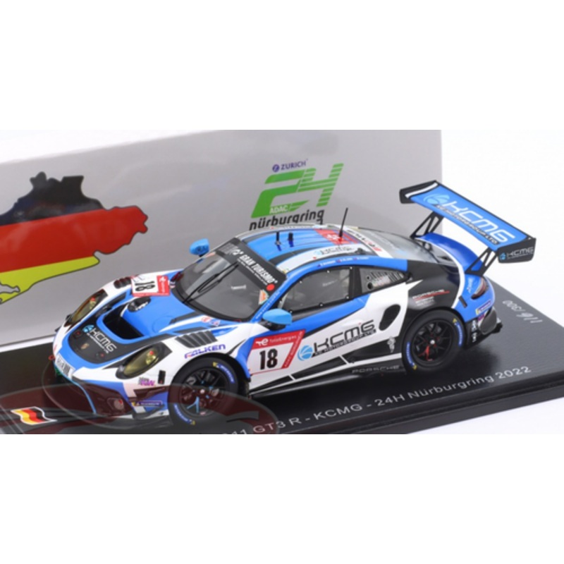 1/43 Spark 2022 Porsche 911 GT3 R #18 24h Nrburgring KCMG Dennis Olsen, Earl Bamber, Nick Tandy Car Model