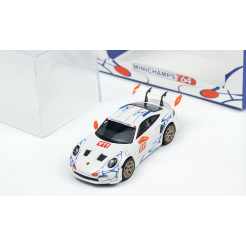 1/64 Minichamps 2024 Porsche 911 (992) GT3 RS (White with Orange Accents) Diecast Car Model