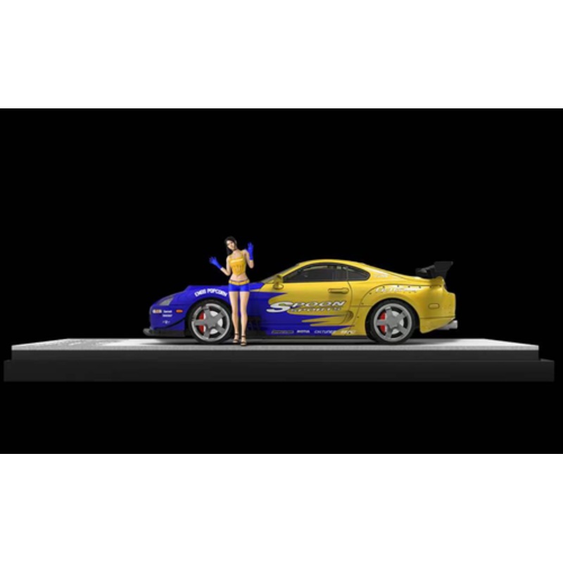 1/64 TimeMicro Toyota Supra A80Z Spoon Diecast Car Model with Figure
