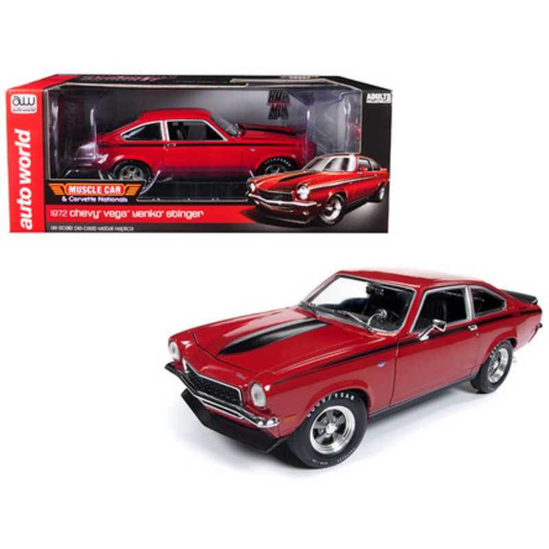 1972 Chevrolet Vega Yenko Stinger "MCACN" (Muscle Car and Corvette Nationals) Man-O-War Red with Black Stripes Limited Edition to 1002 pieces Worldwide 1/18 Diecast Model Car by Autoworld