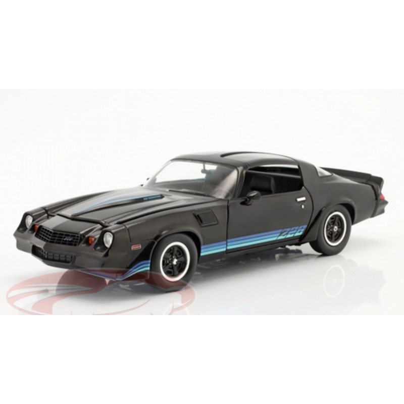 1/18 Greenlight 1981 Chevrolet Camaro Z/28 Z28 (Black with Blue Stripes) Diecast Car Model