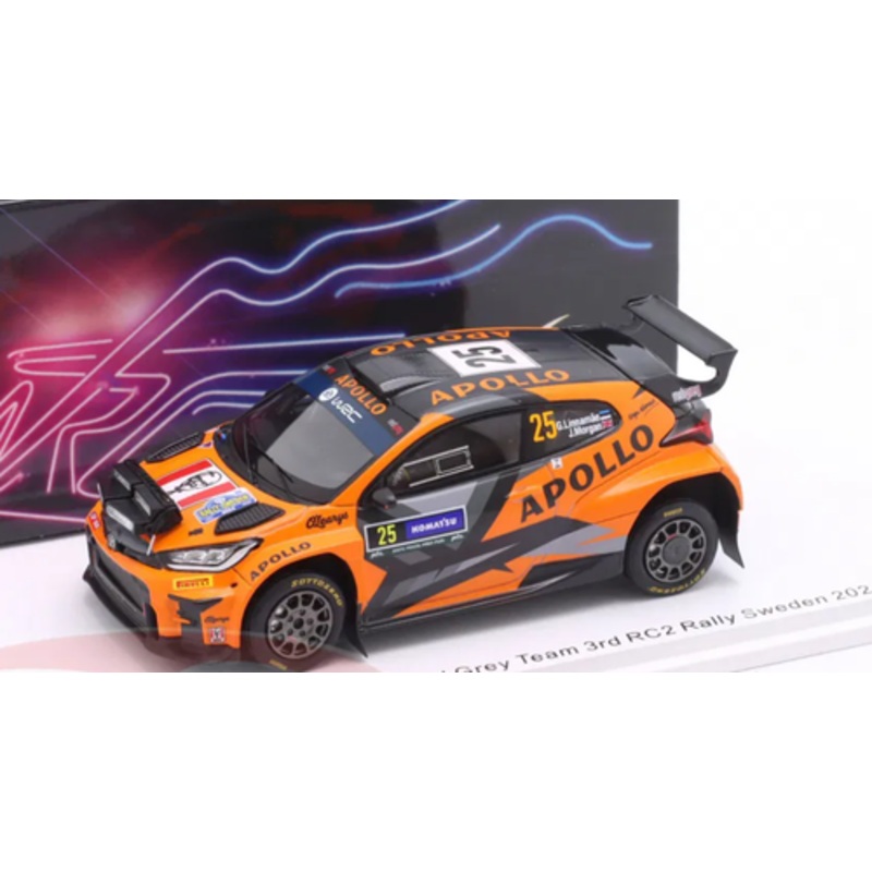 1/43 Spark 2024 Toyota GR Yaris Rally2 #25 7th Rallye Sweden Red Grey Team Georg Linname, James Morgan Car Model