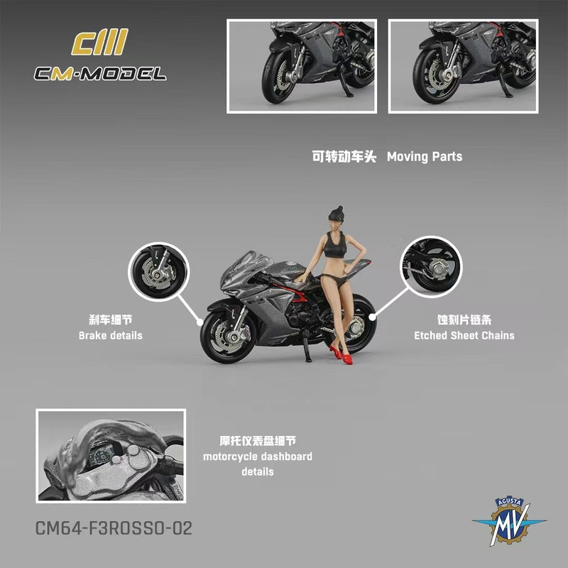 [Preorder] CM Model 1:64 MV Agusta F3rosso Metallic gray CM64-F3Rosso-02