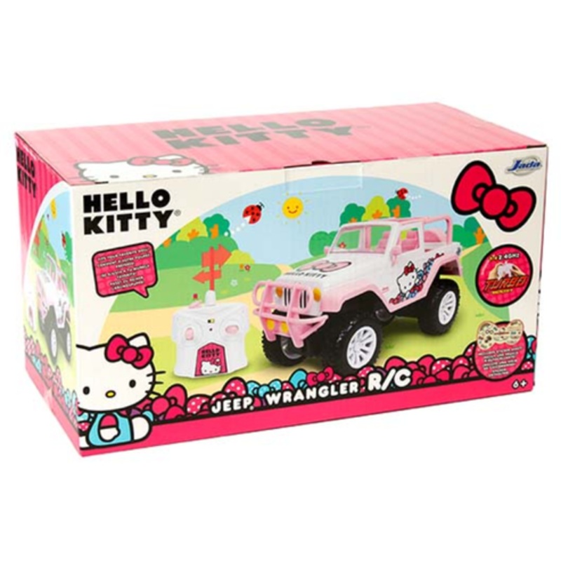Jada R/C Radio Controlled 1/16 Hello Kitty Jeep Wrangler (White and Pink) with Sticker Sheet Closed Box