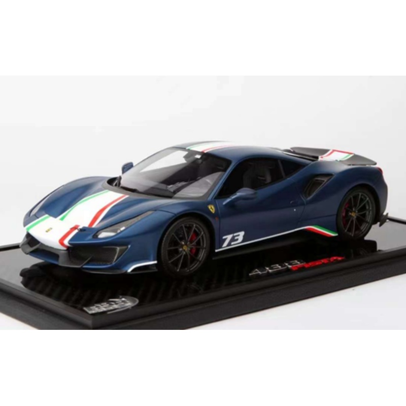 1/18 BBR Ferrari 488PistaPiloti #73 (Matte Abu Dhabi Blue with Italian Stripe) Car Model Limited 25 Pieces