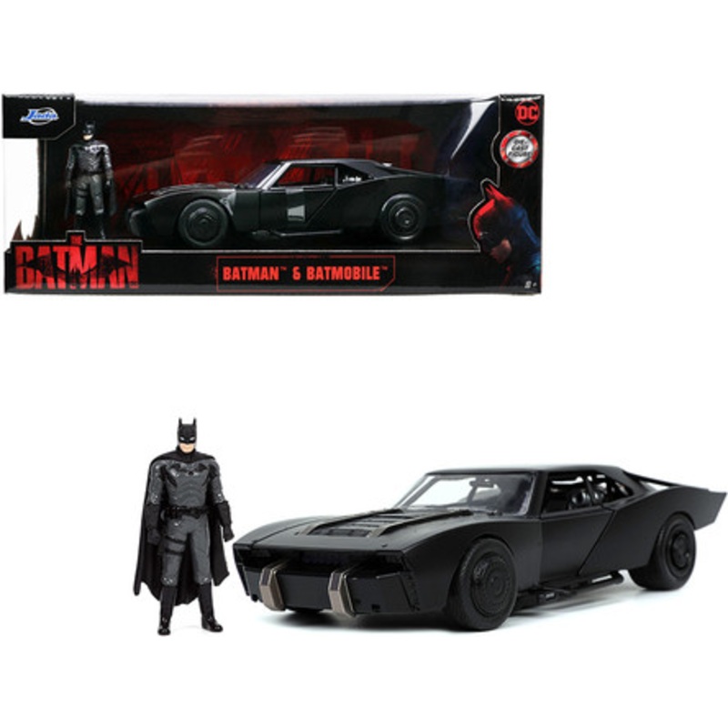 1/24 Jada Batmobile Matt Black with Batman Diecast Figure "The Batman" (2022) Movie "DC Comics" Diecast Car Model