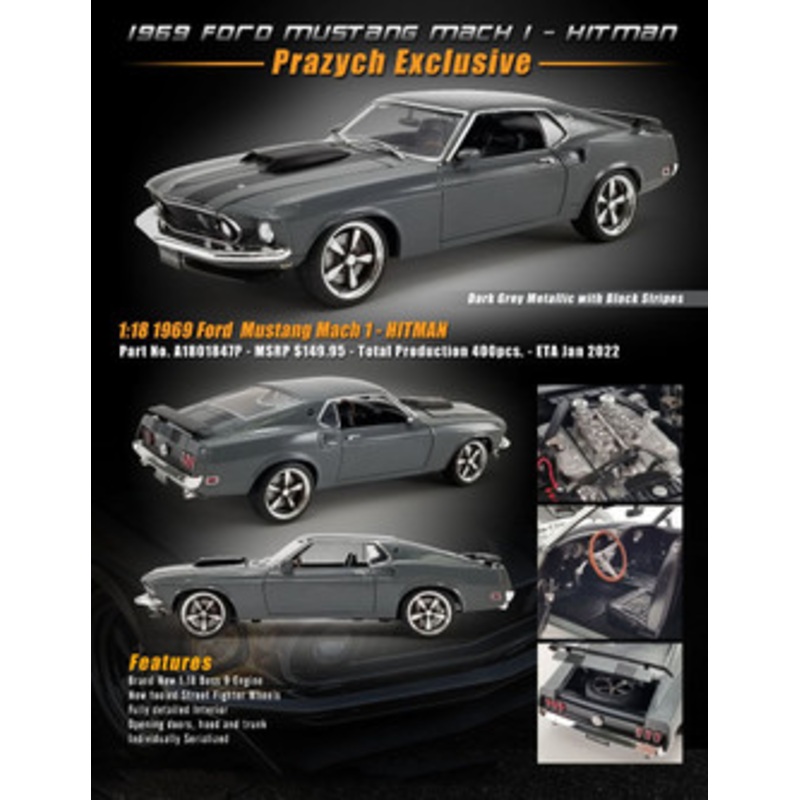 1/18 ACME Prazych Exclusive 1969 Ford Mustang Mach 1 John Wick Hitman Exclusive Diecast Car Model