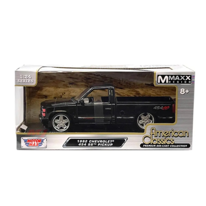 1/24 Motormax 1992 Chevrolet 454 SS Pickup with Custom Wheels (Black) Diecast Car Model