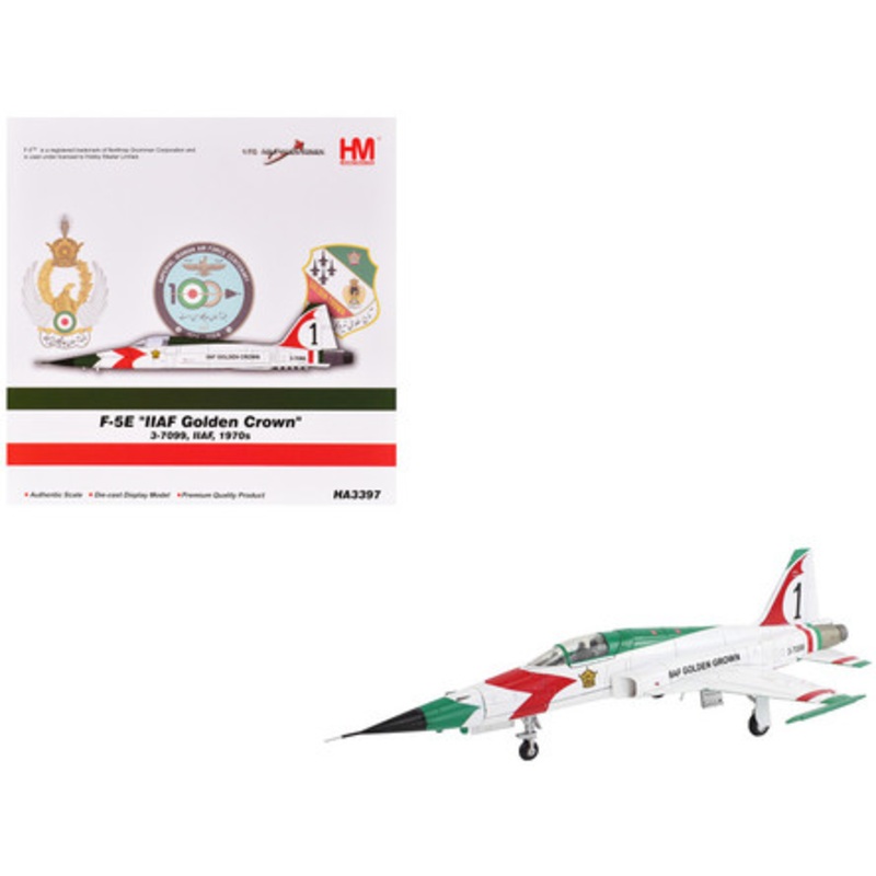 Northrop F-5E Tiger II Aircraft "#1 3-7099 IIAF Golden Crown" Imperial Iranian Air Force "Air Power Series" 1/72 Diecast Model by Hobby Master