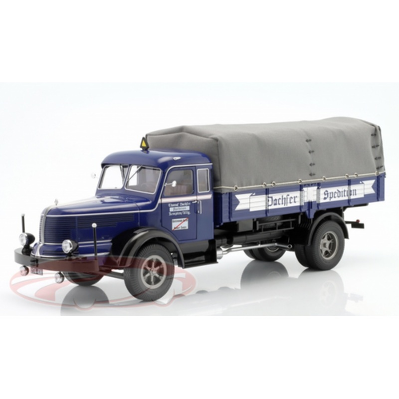1/18 Road Kings 1950-1954 Krupp Titan SWL 80 Flatbed truck Dachser with tarp Diecast Car Model