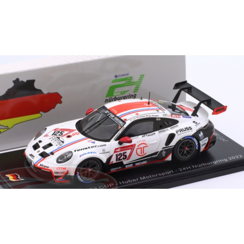 1/43 Spark 2022 Porsche 911 GT3 Cup #125 24h Nrburgring Huber Motorsport Jacob Schell, Stefan Aust, Christian Bollrath Car Model