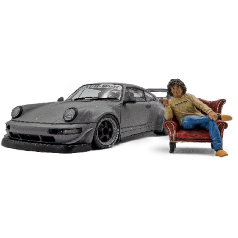1/18 Solido 2024 Porsche 911 964 RWB (Nardo Grey) Diecast Car Model with Akira Nakai Figure