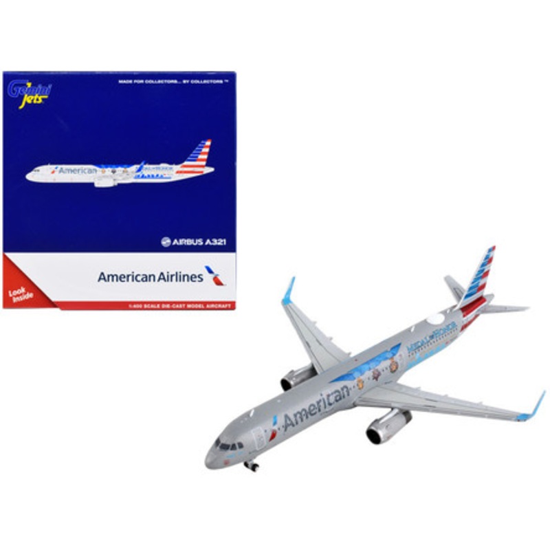 Airbus A321 Commercial Aircraft "American Airlines - Medal of Honor" Gray 1/400 Diecast Model Airplane by GeminiJets