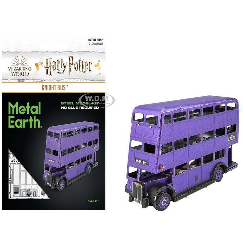 Model Kit Knight Bus Purple "Harry Potter and the Prisoner of Azkaban" (2004) Movie (Moderate Difficulty) Steel Model by Metal Earth