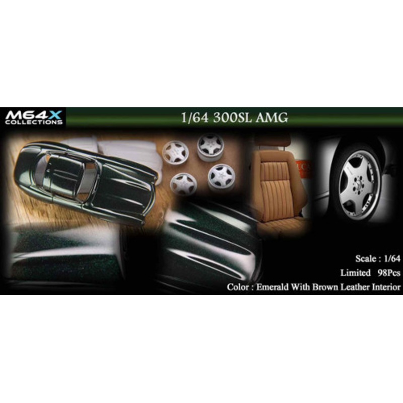 1/64 M64X Collection Mercedes-Benz 300SL AMG (Emerald Green with Brown Interior) Car Model