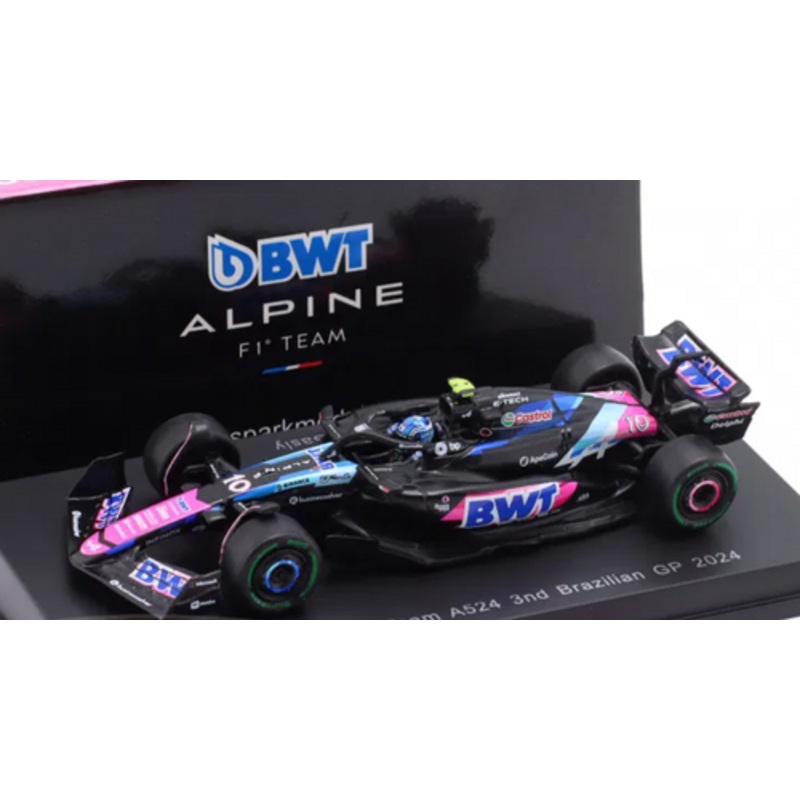 1/64 Spark 2024 Formula 1 BWT Alpine F1 Team A524 #10 3rd Place Brazilian GP 2024 Pierre Gasly Car Model