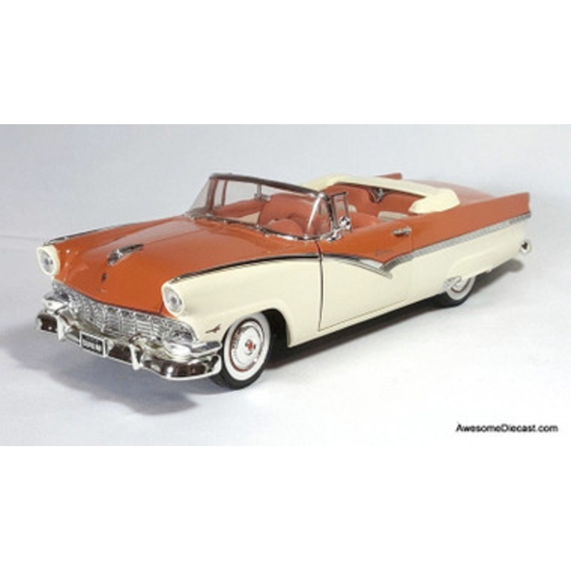 1956 Ford Sunliner Convertible, Orange/Ivory 1:18 Diecast Model by American Muscle