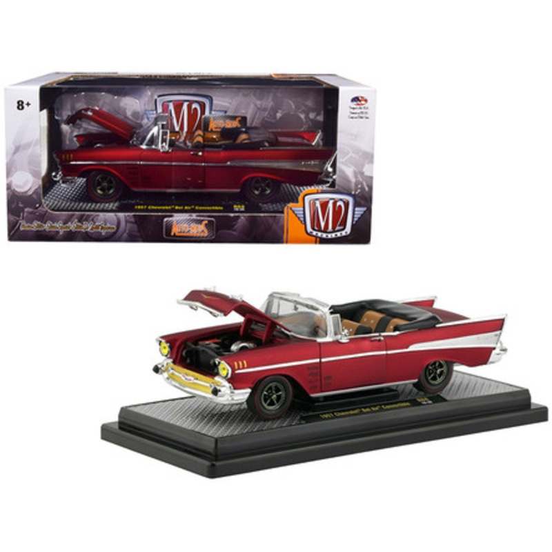 1957 Chevrolet Bel Air Convertible Satin Red "Auto-Mods" Limited Edition to 5880 pieces Worldwide 1/24 Diecast Model Car by M2 Machines