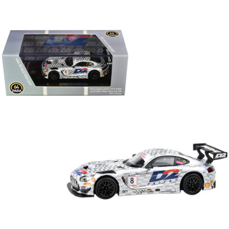 1/64 Paragon 2020 Mercedes-AMG GT3 Evo 2022 Gulf 12Hr Ram Racing #8 D2 Livery Diecast Car Model