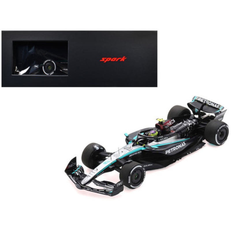 Mercedes-AMG F1 W15 E Performance #44 Lewis Hamilton "Petronas" Formula One F1 "Bahrain GP" (2024) with Acrylic Display Case 1/18 Model Car by Spark