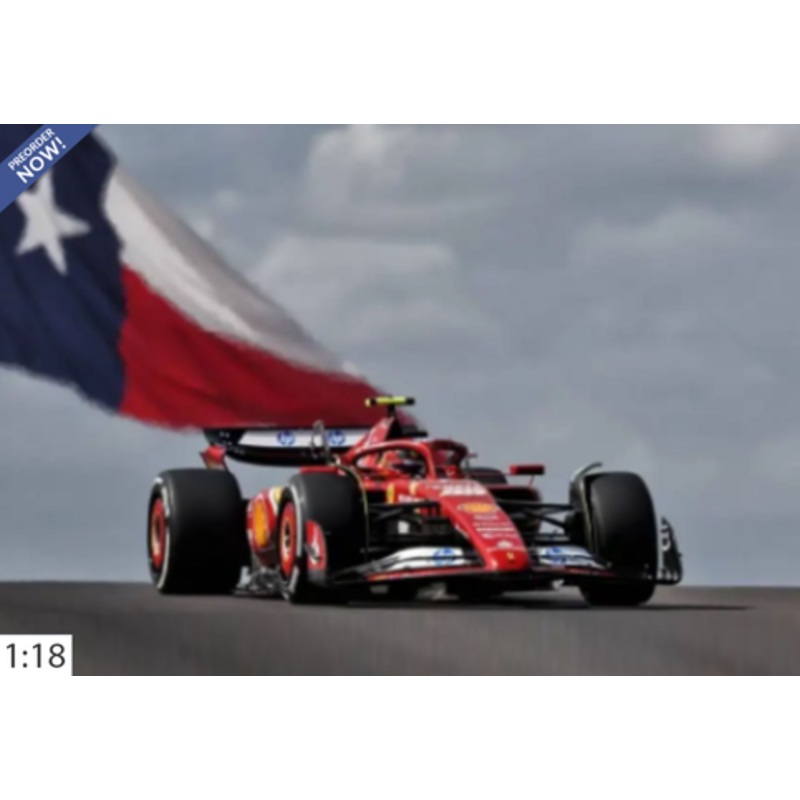 1/18 BBR 2024 Formula 1 Ferrari SF24 US Austin GP 2nd Place #55 Carlos Sainz Car Model with Standard Package