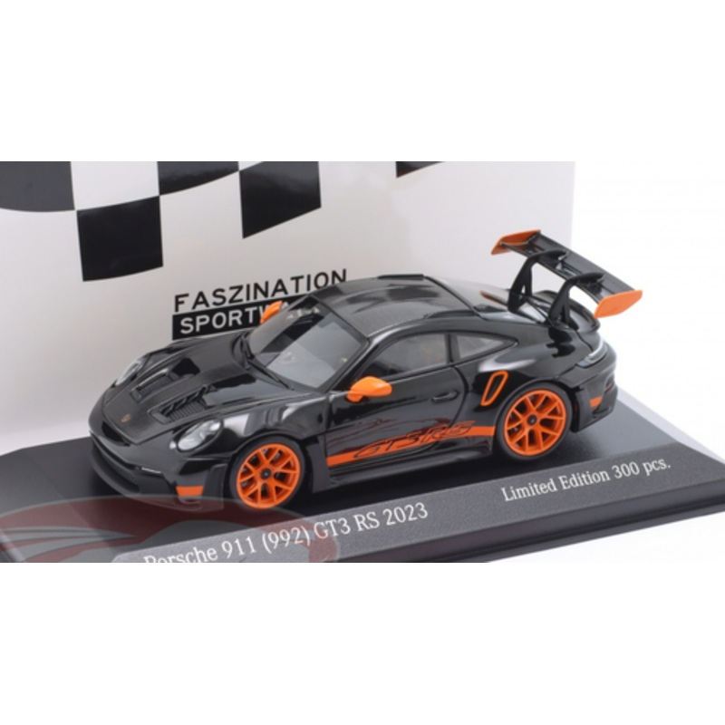 1/43 Minichamps 2023 Porsche 911 (992) GT3 RS Weissach Package (Black with Orange Accent) Car Model
