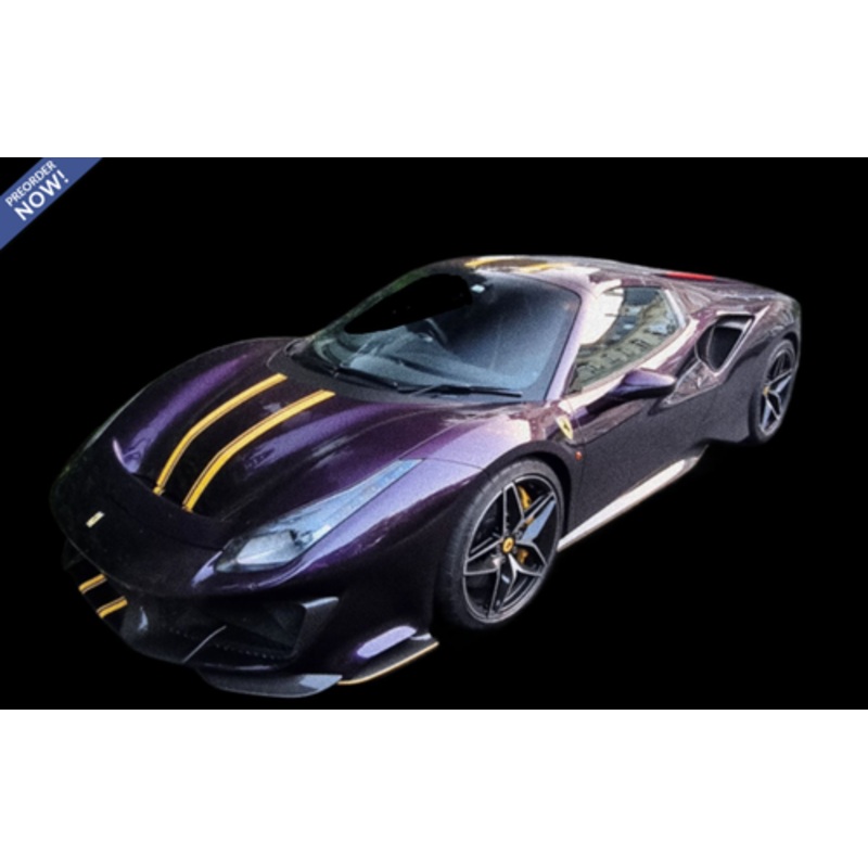 1/12 BBR Ferrari 488 Pista Spider Open Roof (Violet Hong Kong Purple with Yellow Stripes) Resin Car Model